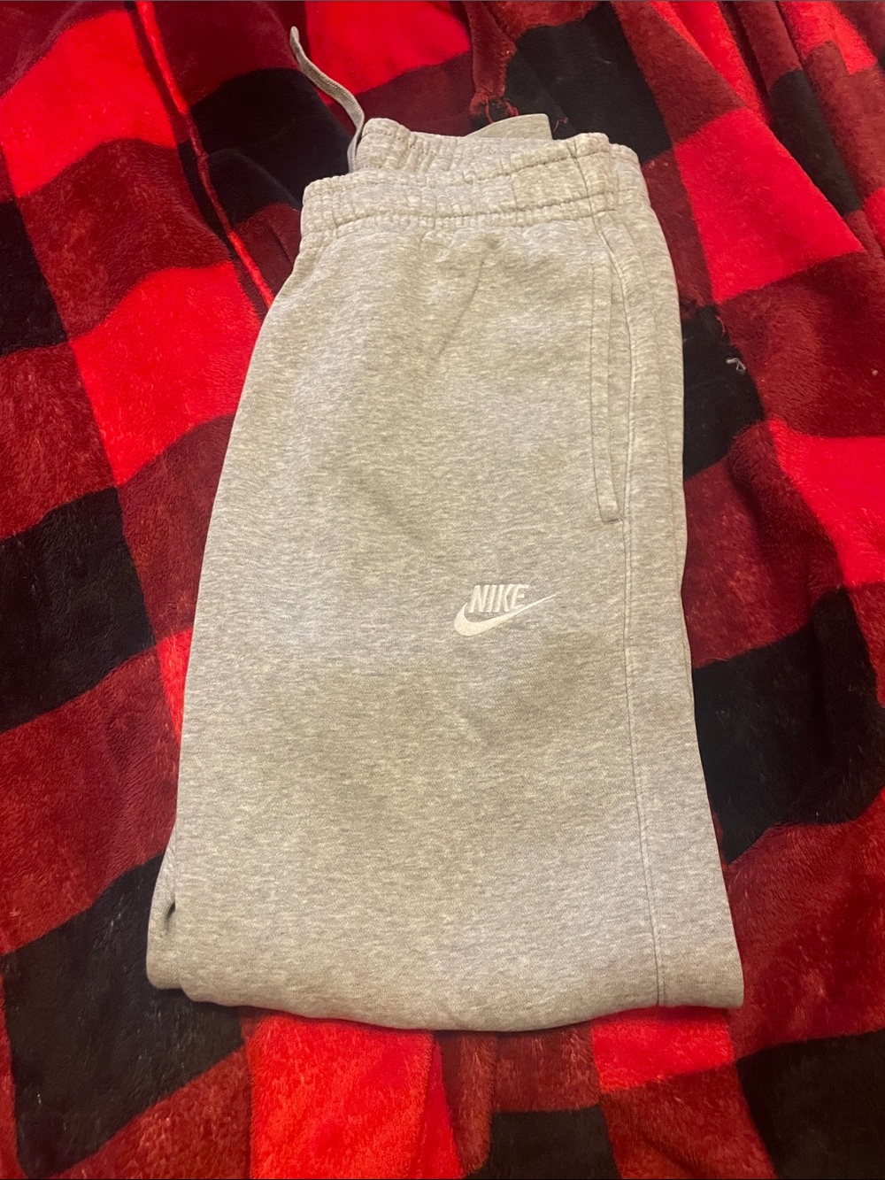 Nike Kids Light Gray Fleece Joggers with White Logo